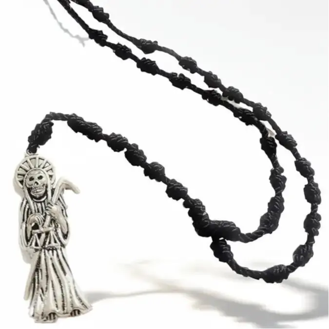 Santa Muerte Thread Rosary with Pendant, Unisex, 19 inches long Santa Muerte Thread Rosary with Pendant, Unisex, 19 inches long