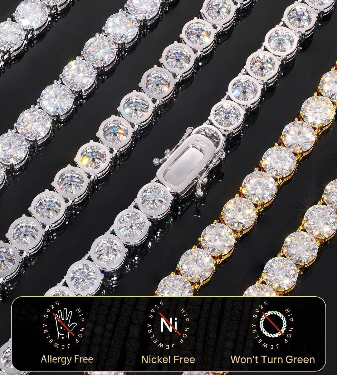 Sparkling Moissanite Tennis Chain Bracelet Necklace 100% 925 Sterling Silver Pass Diamond Test Fine Jewelry valentine's day Gift