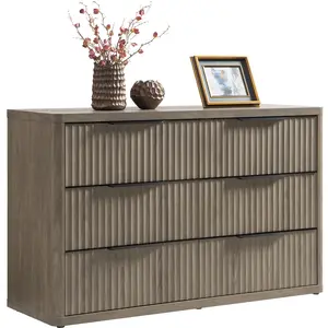 SICOTAS Dresser for Bedroom 6 Drawer Dressers & Chests of Drawers for Closet Long Large Modern TV Stand Set for Clothes Storage Fluted Wide Clothes Closet for Hallway Entryway
