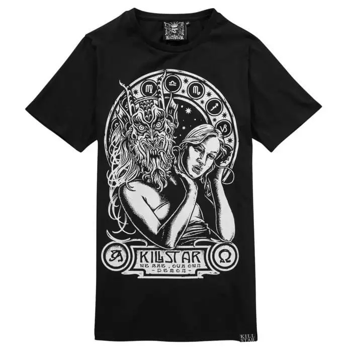 KILLSTAR Hey Demon T-Shirt – Men's Gothic Graphic Tee, Alternative Streetwear Shirt, Dark Punk Rock Top