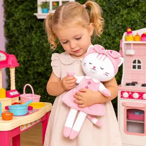 Plush Cat Doll 15'' Soft Stuffed Animal for Baby Girls, Perfect Birthday Gift & Pretend Play Companion, Cozy Birthday Cuddle Toy for Kids Ultra-Soft Cuddly Toy for Toddlers 0-6 Years