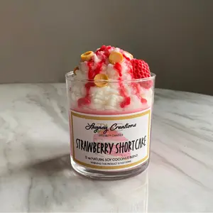 Strawberry Shortcake Dessert Candle, Realistic Whipped Wax Scented Candles for Home Decor