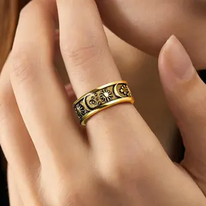 U7 Moon Star Sun Band Rings for Women Men Jewellery