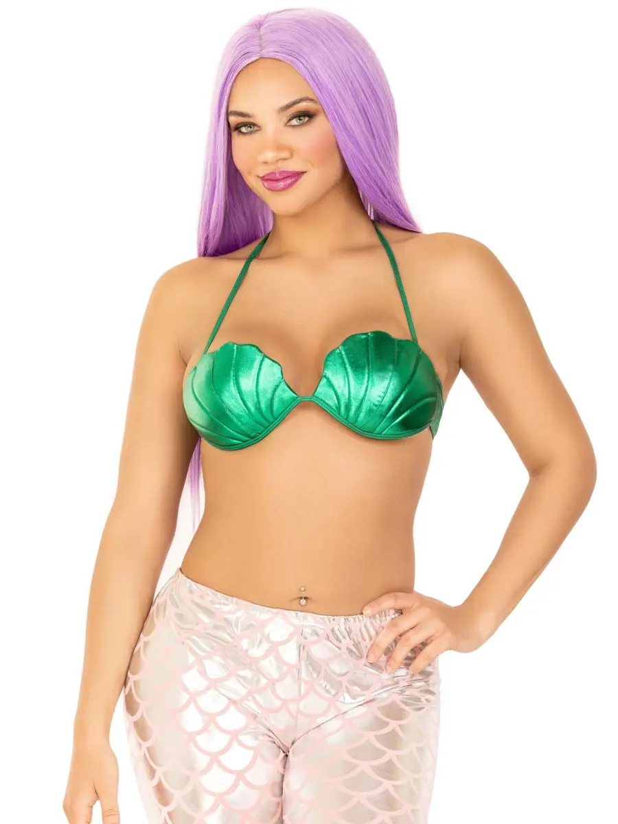 Leg Avenue Women's Mermaid Shell Design Bra Top Costume Accessory - Green, Medium, Women's Clothes, Pet Supplies, Dog & Cat Clothing Compatible