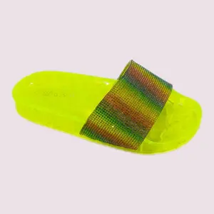DA-51 Jelly Rhinestone Slide Soft Plastic Women's Sandal - Slip-On, Summer Footwear, Multicolor Design, Comfortable Fit, No Insole - Tsinelas, Active Girl Flipflop Walking Shoes Slipper