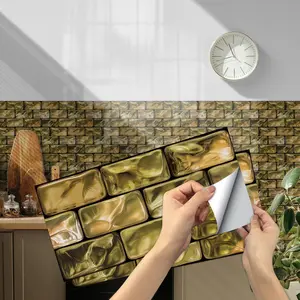 (12/24/48 Pcs) 3D Crystal Mosaic Self-Adhesive Wall Stickers, PVC Waterproof Tile Decals, Easy Clean Decorative Tiles for Kitchen Bathroom Living Room