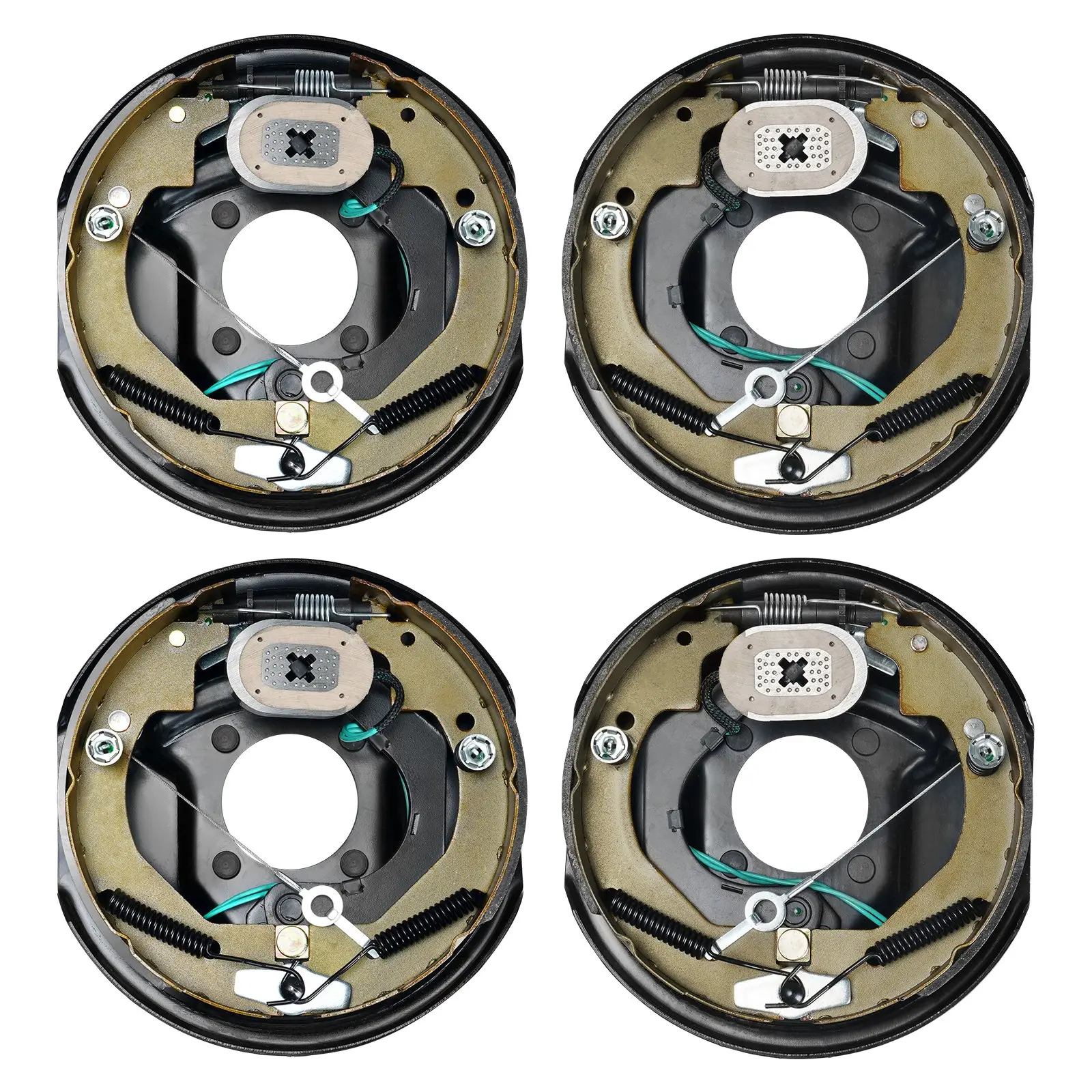 【Summerfinds】VEVOR Electric Trailer Brake Assembly, 10" x 2-1/4", 2 Pairs Self-Adjusting Electric Brakes Kit for 3500 lbs Axle, 4-Hole Mounting, Backing Plates for Brake System Part Replacement (2 Right + 2 Left)