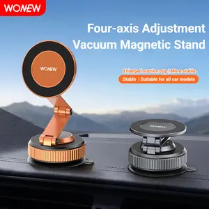 WONEW ZJ57 Magnetic Car Phone Mount, Extendable Metal Arm, Strong Vacuum Suction Cup, Universal Dashboard Phone Holder for All Vehicles