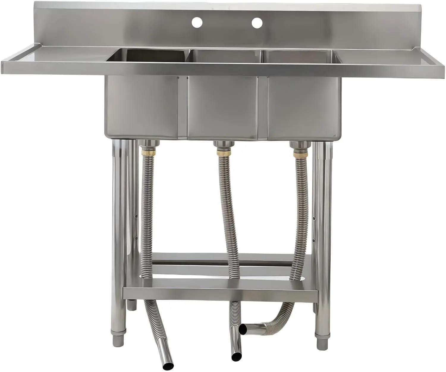 Heavy Duty Stainless Steel Utility basin - Deep Single Bowl with Hot & Cold Water Faucet - Easy-Clean Commercial Laundry Tub for Kitchen, Garage, Basement