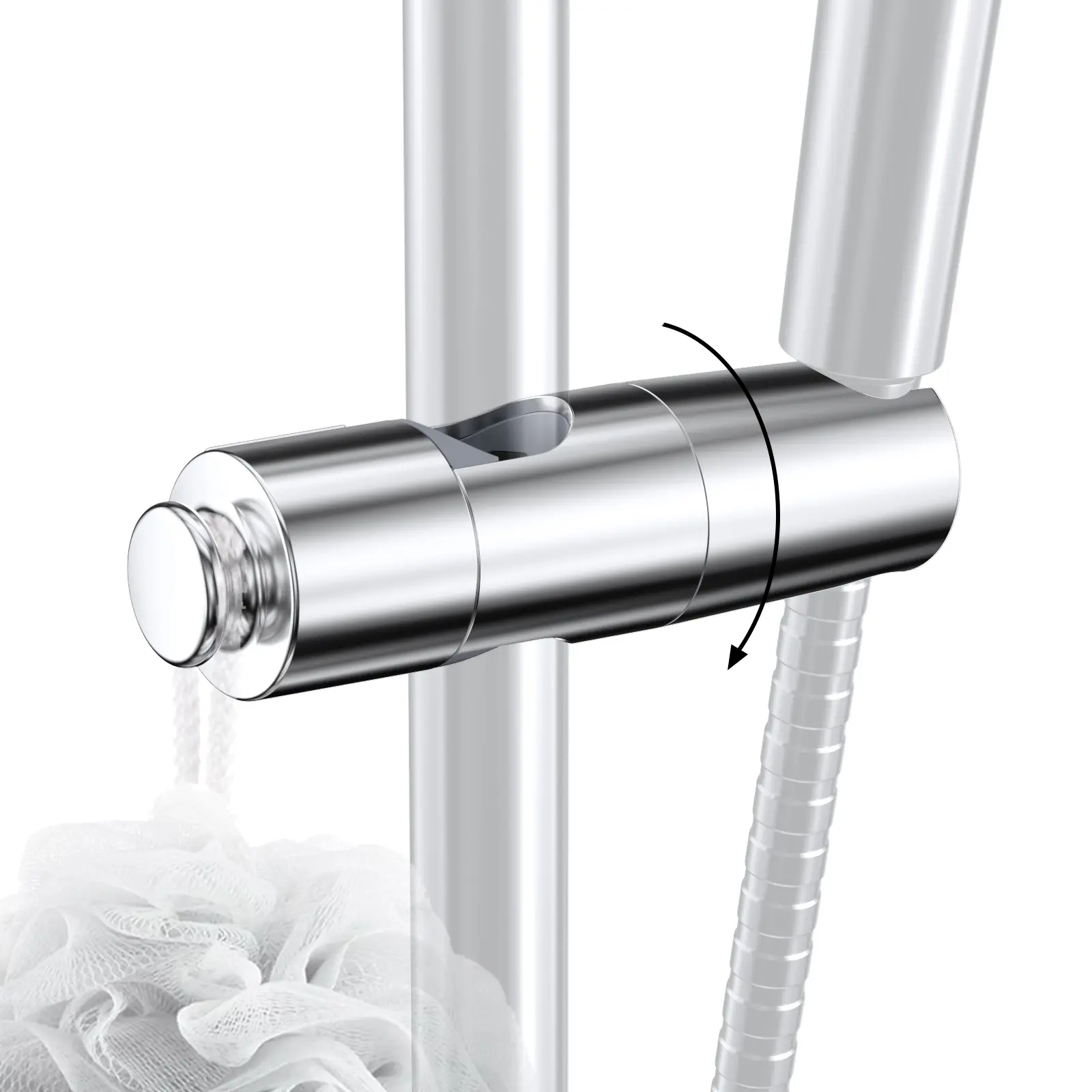 Hibbent Adjustable Shower Head Holder for Slide Bar, Universal 18.5-25mm Handheld Showerhead Bracket, Sprayer Holder with Hanging Design, Bathroom Shower Replacement, No Drill Installation, Chrome