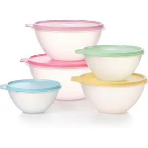 Tupperware Heritage Wonderlier 10 Piece Food Storage Bowl Set in Vintage Colors- Dishwasher Safe & BPA Free - (5 Containers + 5 Lids)