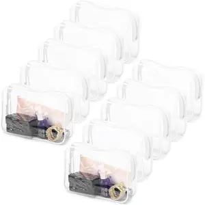 10 count Clear  Bags Small Makeup Bags Portable  Travel Toiletry Bags Organizer White, 7.5"x 4.8"x 2.3"
