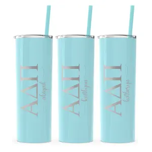 Alpha Delta Pi - Personalized Skinny Tumbler with Straw