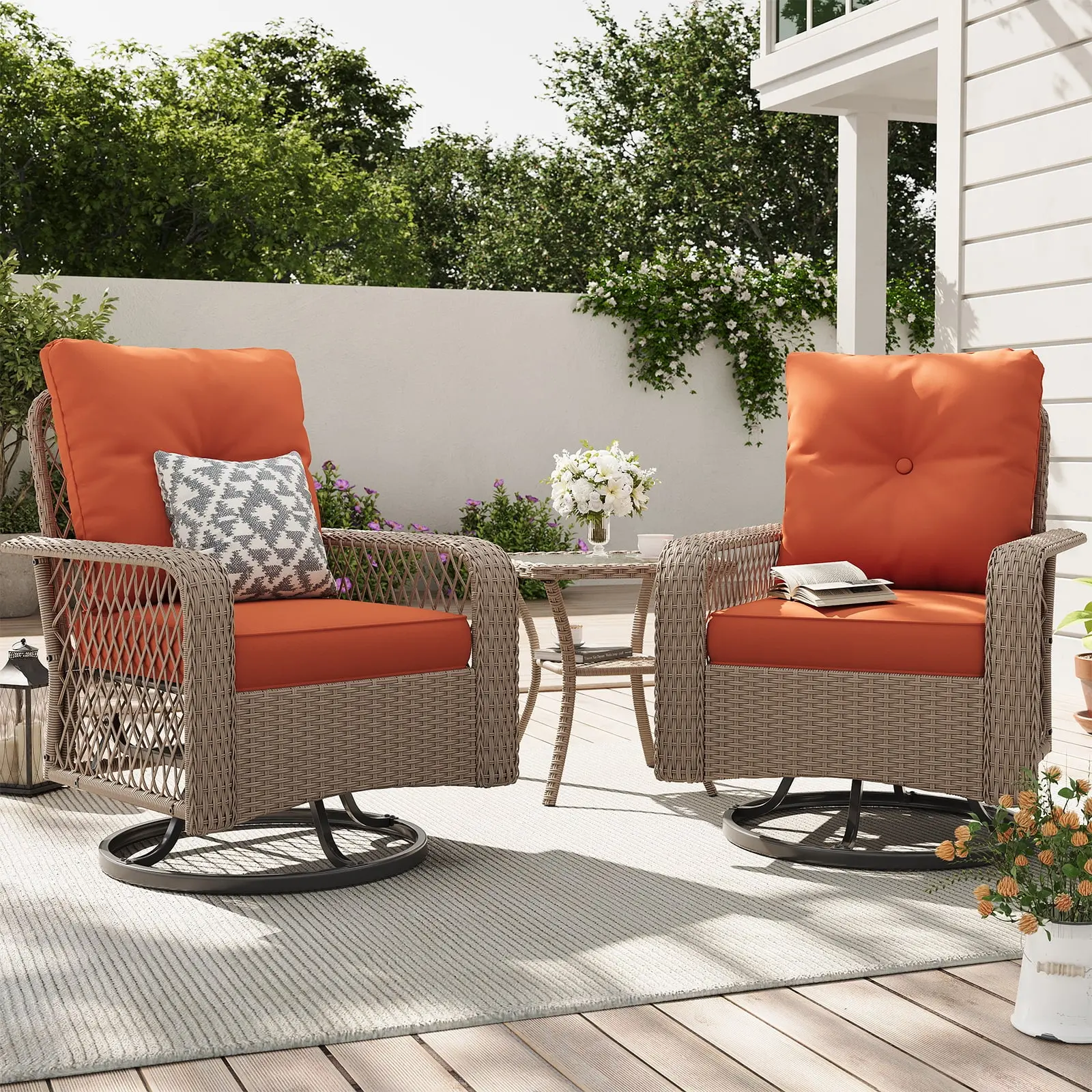 C:yellow rattan+orange(2 chair+1 table)