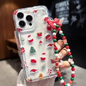 Christmas Snowman Pattern Tpu Anti-Drop Phone Case with Lanyard, Fits Apple iPhone 17 16promax 12pro Samsung S10 S22 A12 A50