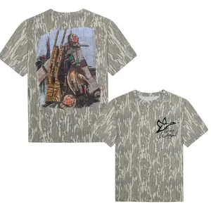 Post Hunt Tee Combat Waterfowl Bottomland Washed Out Mossy Oak Camo Cotton T Shirt, Perfect for Casual Wear, Camo T-shirt, 3D Camo T-Shirt, 3D Camo Style T-Shirt, 3D Camo Shirt