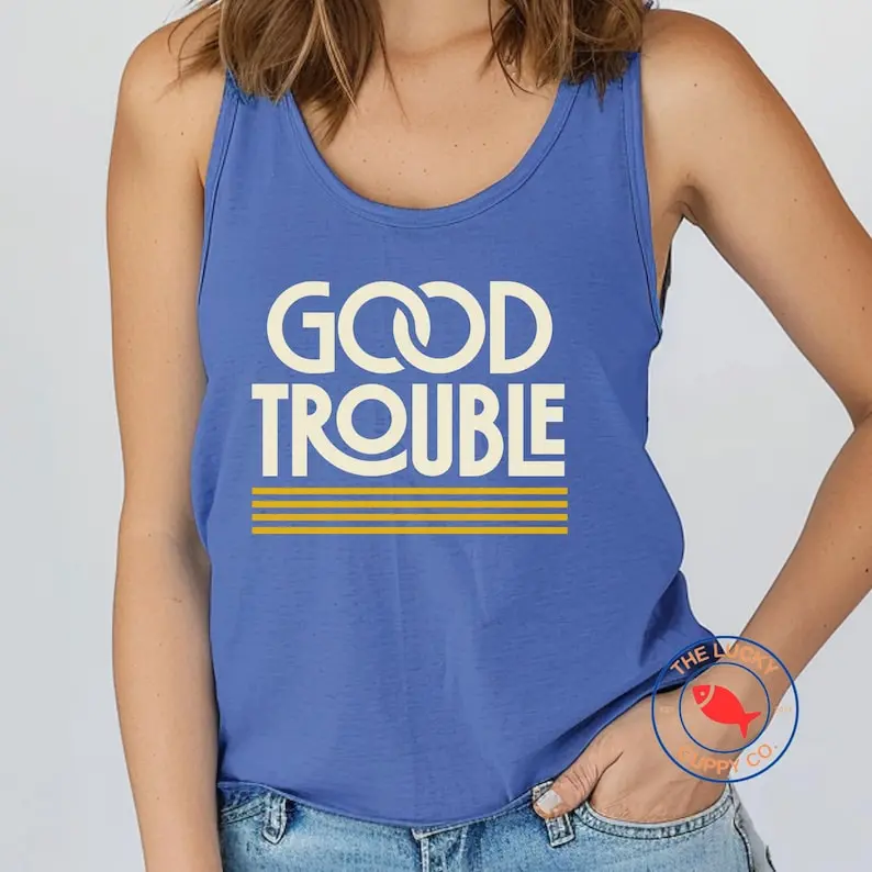 Good Trouble Unisex Tank top, No Kings in America, Resist Fascism Shirt, Freedom Democracy Truth FDT shirt, Rebel Rouser Protest T-Shirt