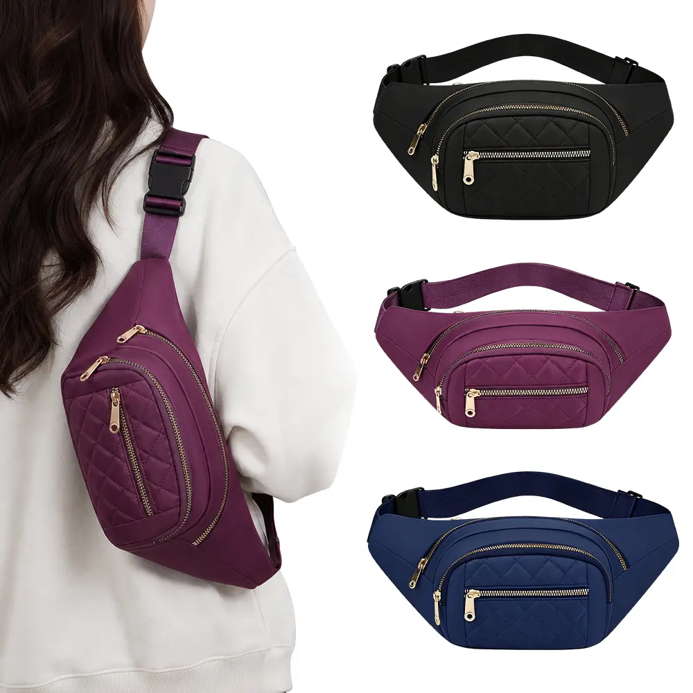 3 Packs Crossbody Fanny Pack for Men & Women, Large Waist Bag & Hip Bum Bag with Adjustable Strap for Outdoors Workout Traveling Casual Running Hiking Cycling