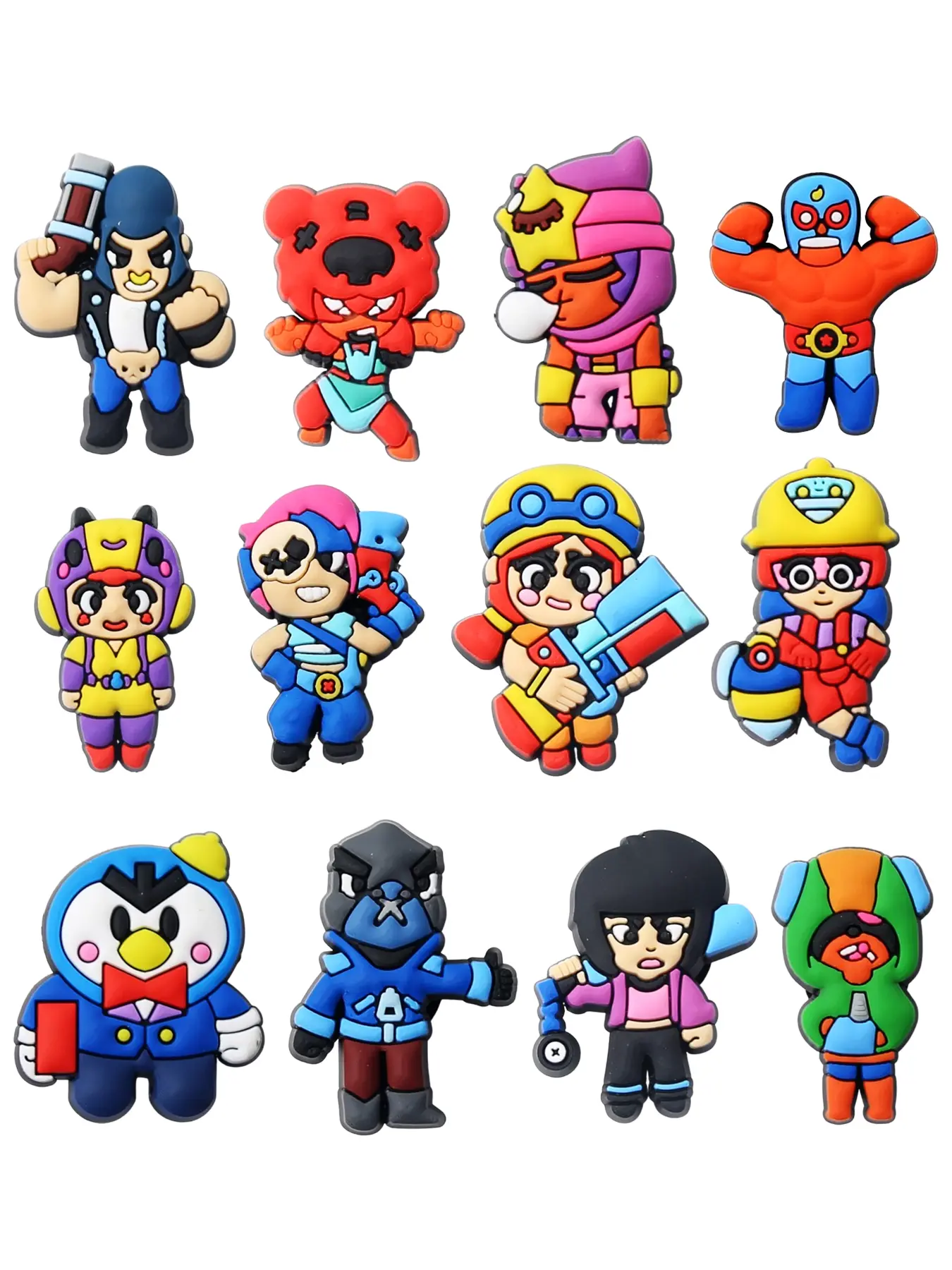 12pcs Cartoon Pixel Brawl duel Game Shoe Accessories,Cute DIY Detachable Shoe Decor, Cute Shoe Charms, Perfect for Crocs, Beach Bags, Birthday Gifts