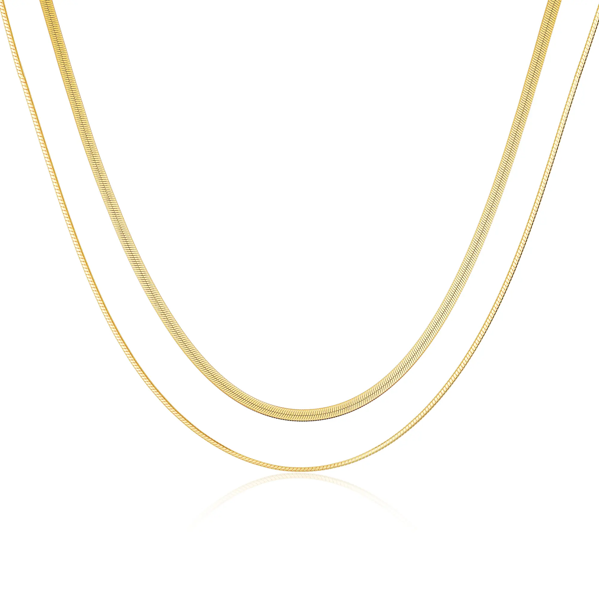 Tewiky Gold Layered Necklaces for Women: Dainty Gold Link Gold Double-Layered Necklace - Box Chain Snake Chain Adjustable Choker for Women Trendy Jewelry