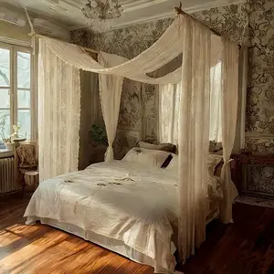 Bed Canopy, 1 Count Elegant Lace Bed Canopy, Bedding Accessories for Home Bedroom, Bedroom Accessories, Bedroom Decor, Frame Not Included