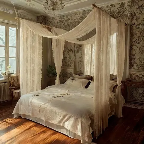 Bed Canopy, 1 Count Elegant Lace Bed Canopy, Bedding Accessories for Home Bedroom, Bedroom Accessories, Bedroom Decor, Frame Not Included
