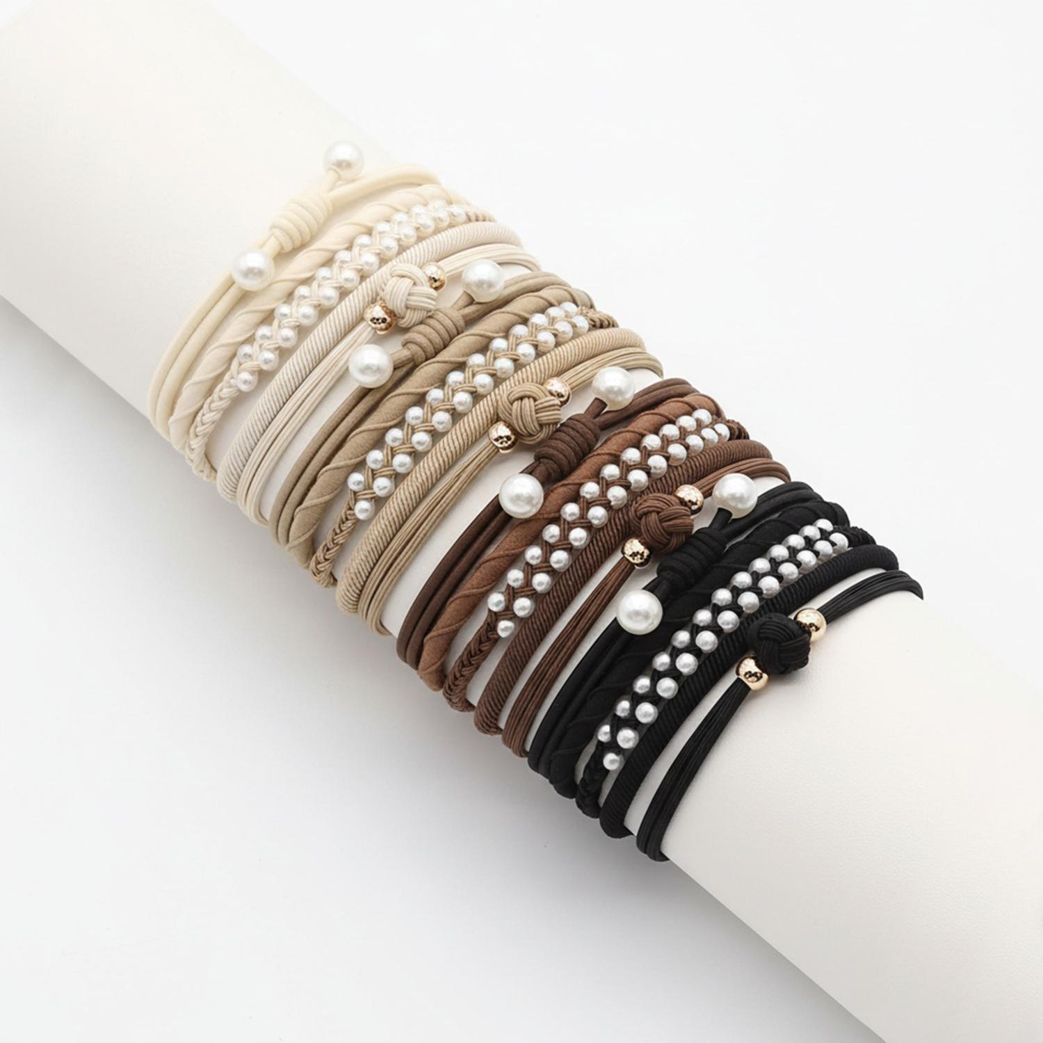 Lolalet Hair Ties 20 Pcs - Thicker, Stretchy, Durable, No Pull Nylon Hair Ponytail Holder for Women and Girls, Fit for Thin, Long, Curly Hair, Also as Bracelet