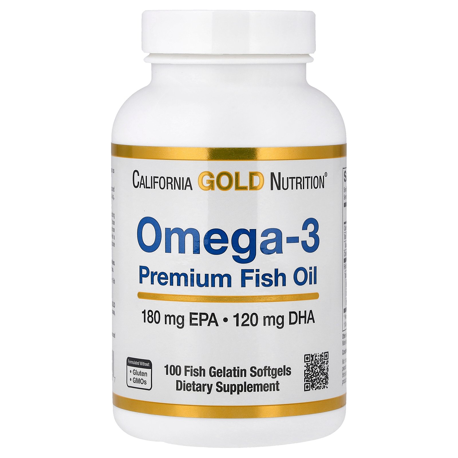 California Gold Nutrition Omega-3 Premium Fish Oil, 100 Fish Gelatin Softgels (1,100 mg per Softgel)