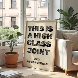 Funny Vintage Wall Art This Is a High Class Joint Print Retro Quote Poster Bar Cart Decor Witty Home Sign Poster (UNFRAMED)