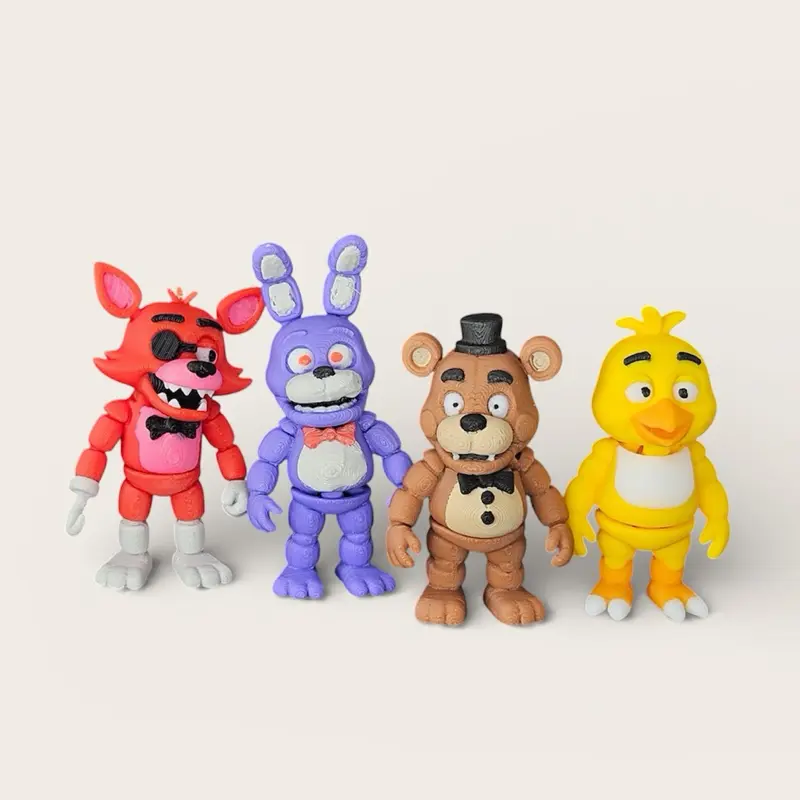 FNAF 3D Printed Flexi Characters 2 Inch Pirate Fox Rabbit Bear Chicken Durable PLA Perfect for Desks Shelves Displays Fan Inspired Custom Product