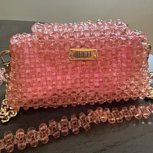 Bruleer Crystal Stone Pink Handbag with Gold Chain Strap Ref. Bruleer Crystal Stone Pink Bag
