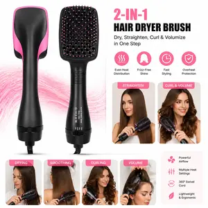 2-in-1 Hair Dryer Brush, Hot Air Brush for Curling & Straightening, Volumizing Blow Dryer Brush for Fast Styling #SummerVibes