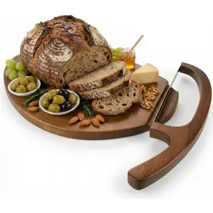 Sourdough Bread Slicer & Bow Knife Set - High Arch Bread for Homemade Bread - Duty Wooden Cutting Board with Deep for Hard Crusts -, Sourdough Shape