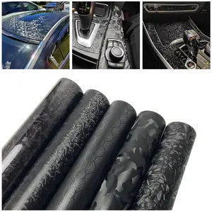 New 2026 Black Forged Carbon Fiber Vinyl Wrap Cosmic Hex Carbon Car Wrapping Film For Interior & Exterior Vehicle Motorcycle car decor