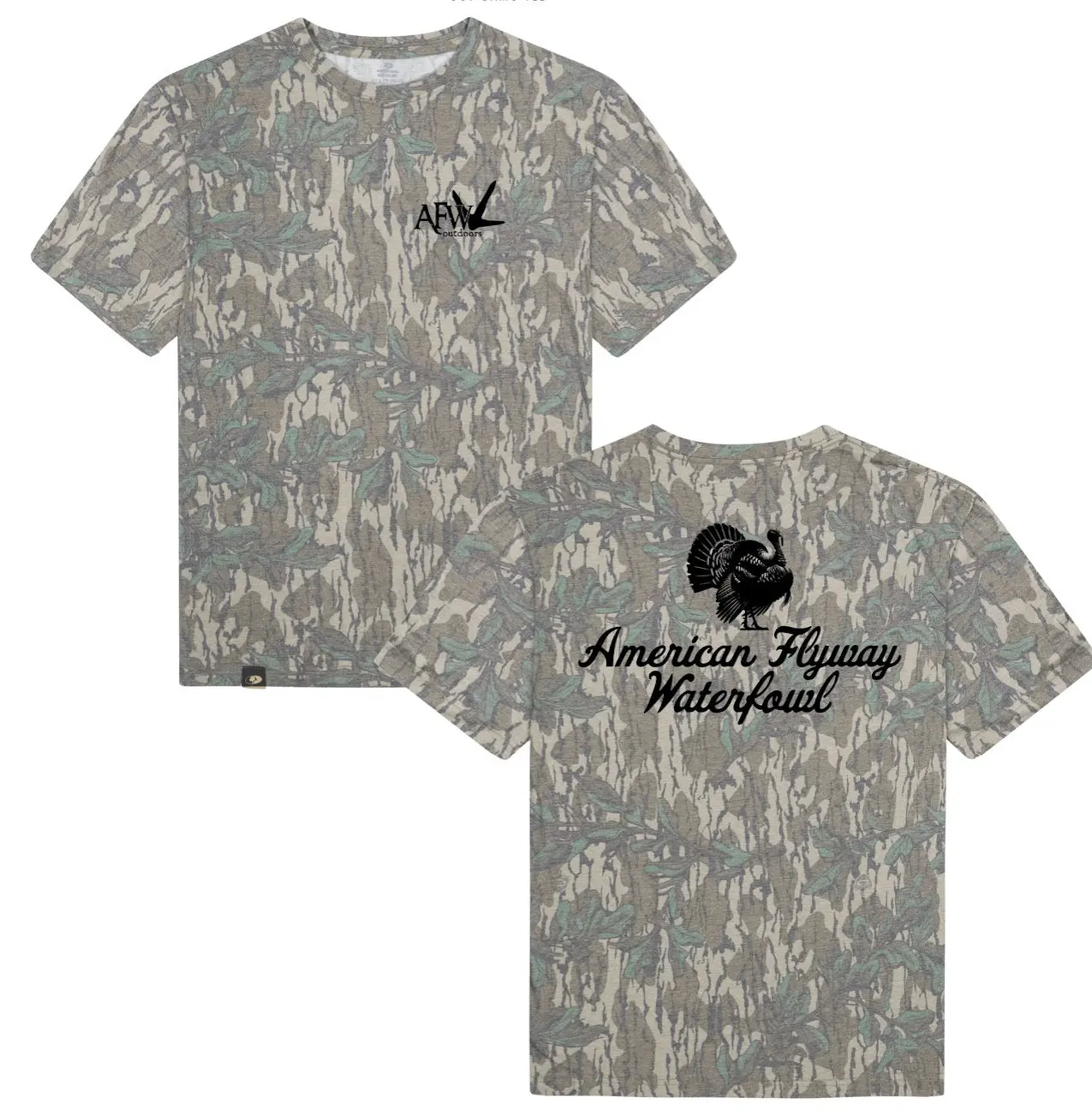 American Flyway Waterfowl Men's Mossy Oak Turkey Graphic Tshirt - Ultra-Soft Shortsleeve Crewneck Tops