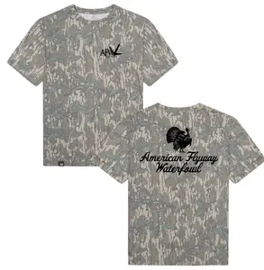 American Flyway Waterfowl AFW Outdoors Turkey Greenleaf Mossy Oak Tee Men's Casual Crewneck T-Shirt in Stretch Polyester Blend Breathable Rayon Tshirt, Round Neck