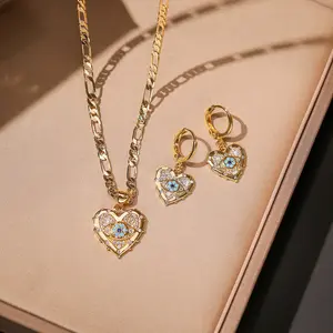 Ladies' Fashion Zircon Devil's Eye Love Pendant Necklace Earring Set