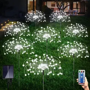 8 Pack Outdoor Solar Garden Lights, Firework Lights Solar Powered 8 Modes, Solar Landscape Lamp Outside Decor with Remote Control, 480 LED Waterproof DIY String Lights for Yard Pathway Decoration