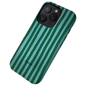 Green Striped All-In-One Case for iPhone 16/15/14/13/12/11 Pro Max - an Ideal Present for The Festive Season, Including Christmas And New Year, Suitable for Both Men And Compatible with Samsung Galaxy S25
