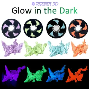 Toksen3d Rainbow Filament, Glows in Dark,1.75mm Gradual Pla Long Fiber, Smooth Surface, Compatible with 99% Fdm 3D Printers, 0.25kg Spool
