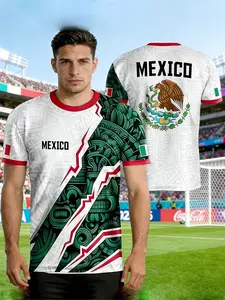 Men's Breathable Quick-Dry Sports Shirt, Loose-Fitting Graphic Training Top, Sporty Style Ball Game Wear, No Collar, Jersey Shirt