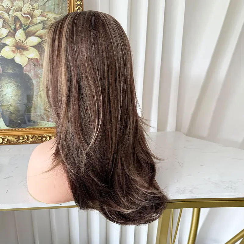 Lovestory Celeste 20Inch Natural Straight Synthetic Lace Front Wig 13x4 Heat Resistant Glueless Pre Cut Pre Layered Lace Wig For Women Highlight Color