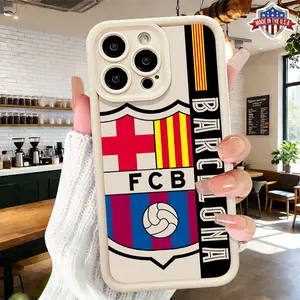Cool Soccer Club Crest Stripe Pattern Aesthetic Case for iPhone 17 16 15 14 Pro Max 13 12 11 XR XS Plus Air Slim Shockproof Anti Drop Protective Durable TPU Cover