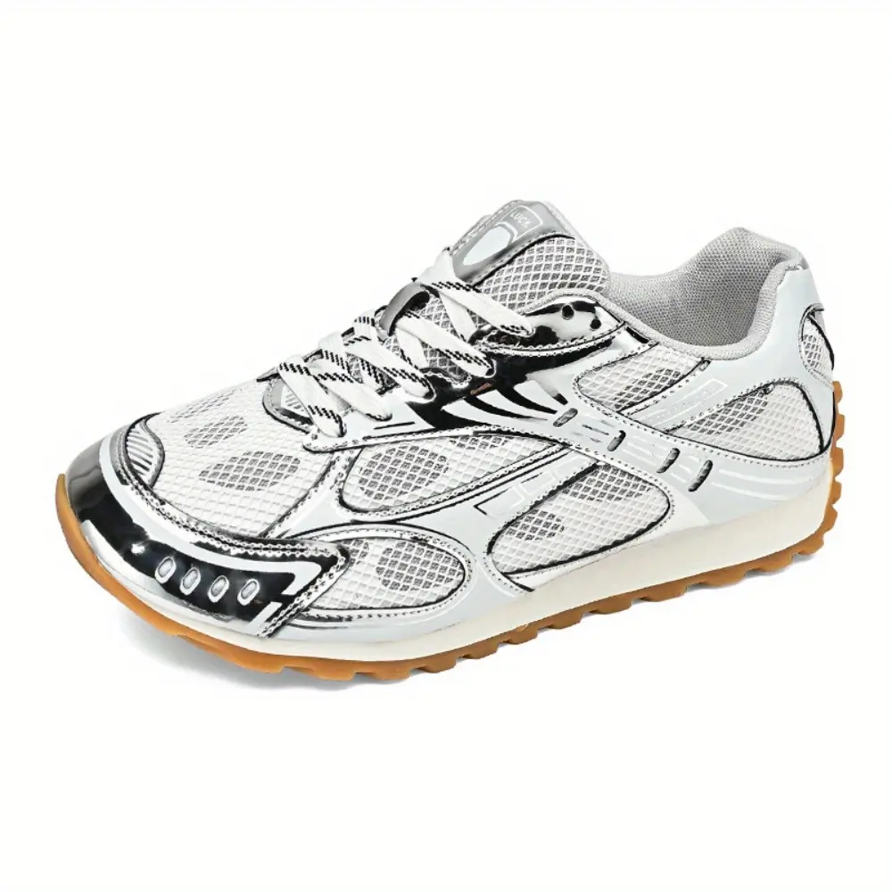 Brand GGOR Men'S Retro Sneakers - Lightweight Athletic Trainers with Breathable Mesh Upper, Cushioned Rubber Sole - Lace-Up Gym, Walking, Tennis Shoes - White/Black/Gray/Orange Accents - Minimalist Retro Design for Everyday & Sports - Cushioned Insole for