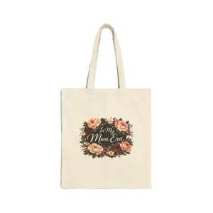 In My Mom Era Tote Bag | Floral Wreath Canvas Tote