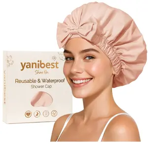 Yanibest Shower Cap Reusable Waterproof,Wide Elastic Band Bath Cap-Comfortable & Durable Bath Hair Hat for Women