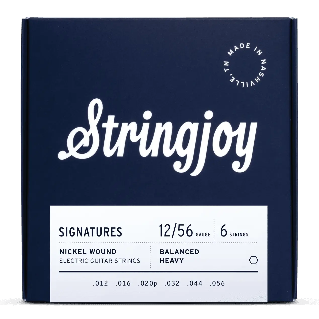 Stringjoy Nickel Wound Electric Guitar Strings Set - 12-56 Balanced Heavy Gauge Signatures for Jazz, Enhanced Sound