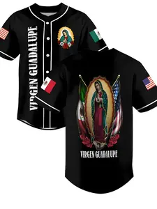 Guadalupe unisex baseball jersey - Religious Santa Maria jersey, comfortable and stretchy, sports with you, full-color series, men's summer top, Sportswear Clothing