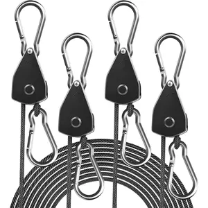 All-Purpose Ratchet Tie Downs 4 Pack - 1/8" Heavy Duty Adjustable Straps with Metal Hooks, for Secure Hanging of Grow Lights, Tarps, Camping Gear & Transport (75lb Capacity)
