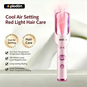 Plodon Cool Air Auto Curler with Red Light Hair Care 100M Negative Ions Rotating Wand Long-lasting Styling Anti-Scald